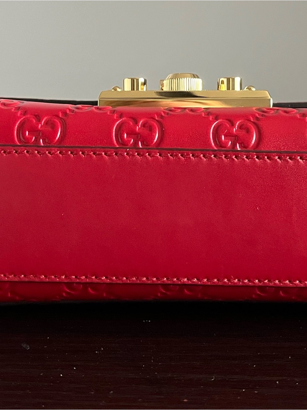 Gucci Guccissima Small Red Padlock Chain Shoulder Bag - Picture 9 of 13